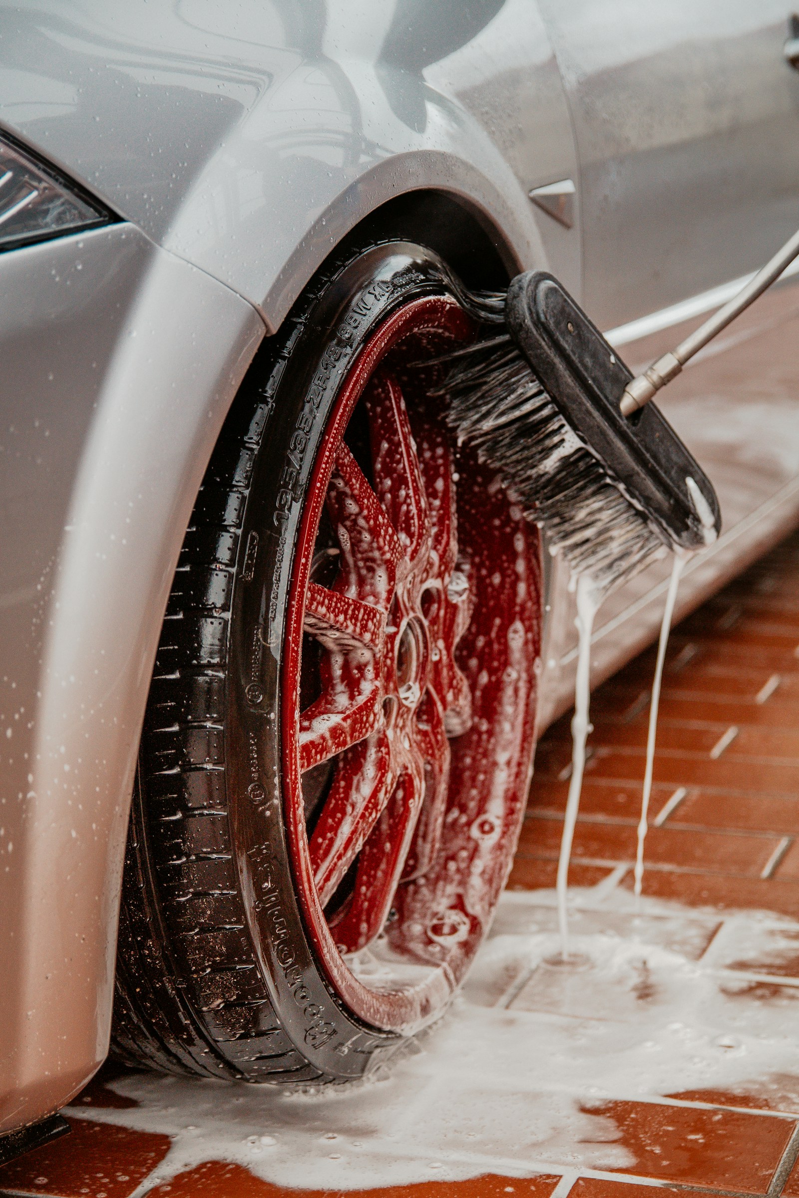 Detailed car wheel and tire